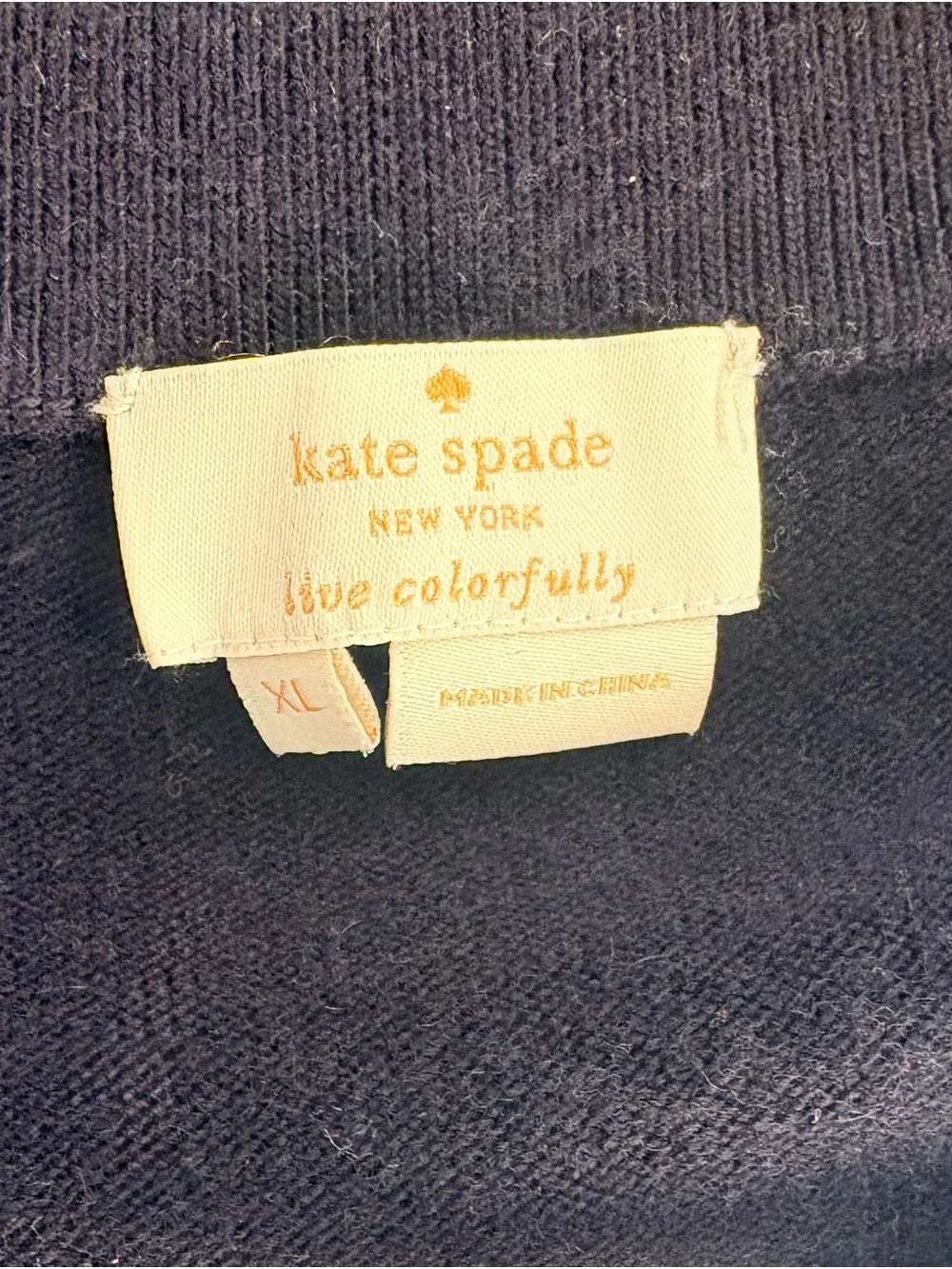NWOT kate spade Dark Navy Sequin Star Crewneck Sweater.  Wool/Cashmere, Size XL.